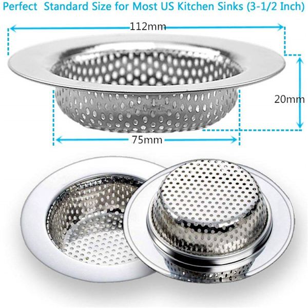 Kökssilsil, Sil i rostfritt stål, Sil till diskho, 18 mm djup, 2 st 7,5 cm