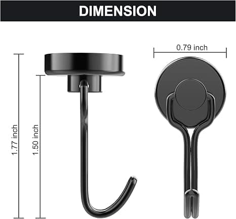 8-pack magnetiska krokar för tungt bruk, starka neodymmagnethakar med