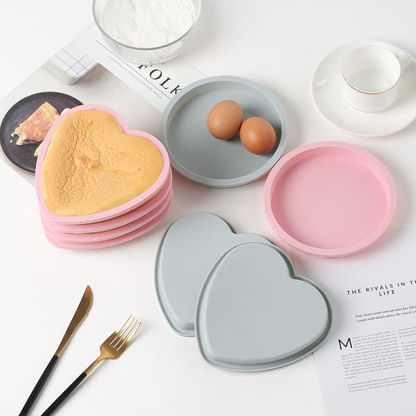 4 stk. 6 tommer silikone kageform hjerte rund mousse brødform bagning