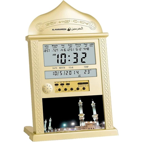 Digitaalinen herätyskello Islamilainen herätyskello Azan seinäkello Muslim Gold