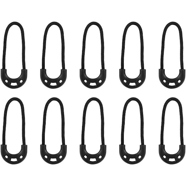 10-pack EDC Dragkedjekläppar för Ryggsäck och Kläder Svart