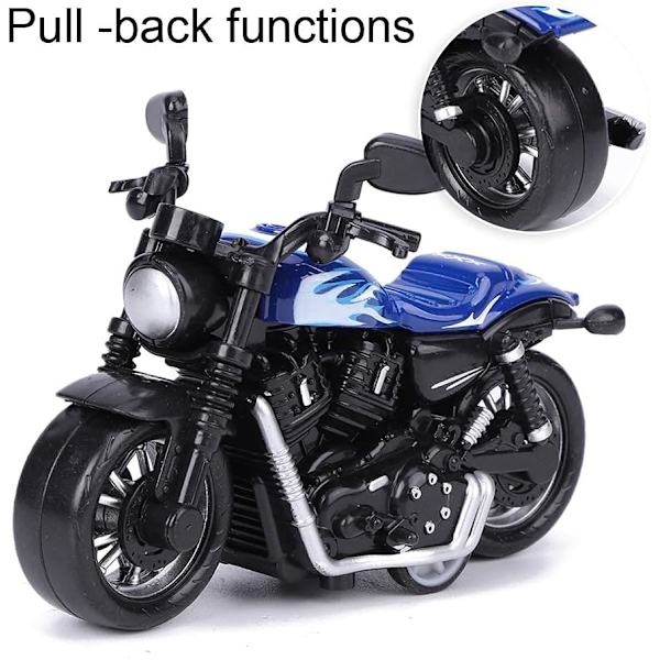 Legering Motorcykel Leksak Hög Simulering Dragfordon Leksak Motorcykel Modell Barn Intellektuell Leksak (Blå)