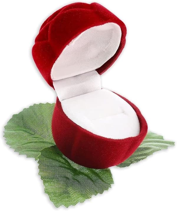 Rose Ring Box Set - Satin Rose Smyckeskrin Presentförpackningar för Årsdagar