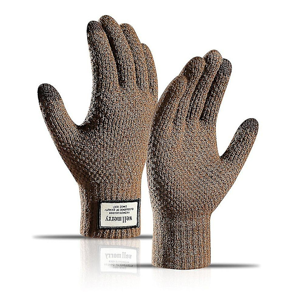 Stickade Vinterhandskar för Män och Kvinnor, Hel Färg, Varma Touch-Handskar, Höst Vindtäta Skidhandskar, Hel Finger, Ett Finger Handskar