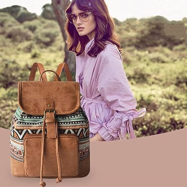 Ryggsäck Handväskor Etnisk Bohemian Canvas Ryggsäck för Shopping Da