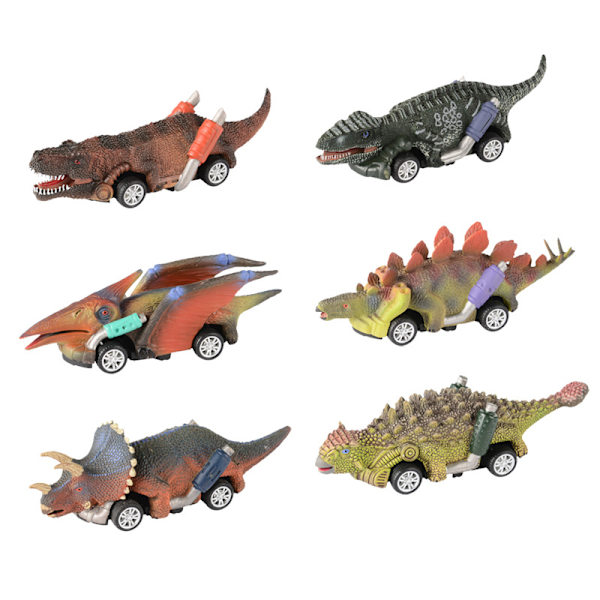 Dinosaur pull-back bil 6-pak