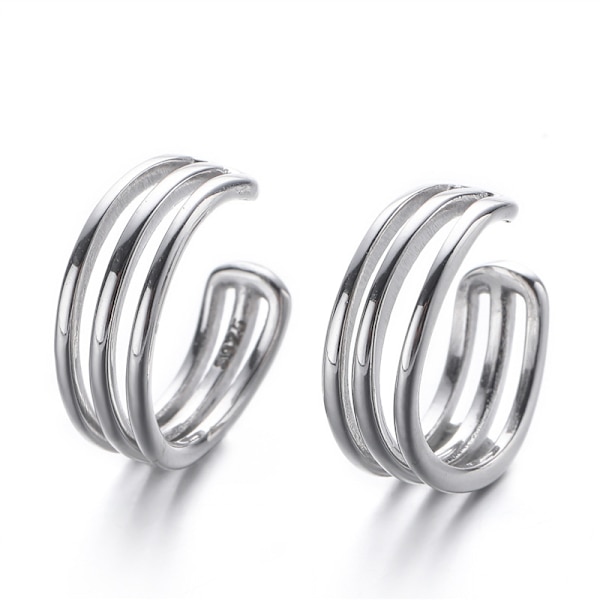 Sterling Sølv Multi-Hoop Manchet Øreringe til Piger Clip On Cartil