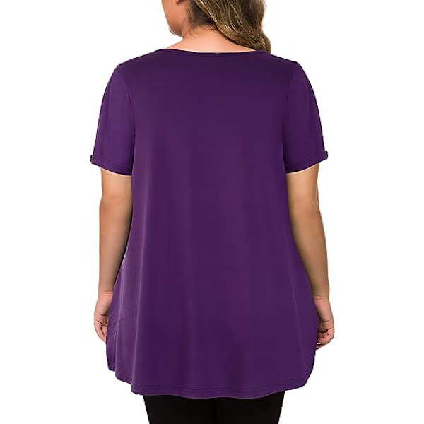 Naisten Plus Size Top Lyhythihainen Flowy Paita Casual Paita Tunika