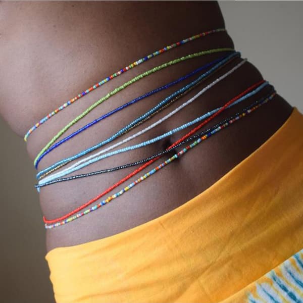 10 stk. Håndlavede Body Chain Perler Elastisk Taljekæde Enkel Lag Sæt