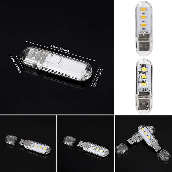 5 st Mini Bärbar USB Nattlampa DC 5v 3leds (Varm, 3leds) [energiklass A+]