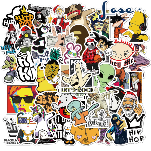 Cool Sticker 100 st slumpmässigt musik film vinyl skateboard gitarr Tr