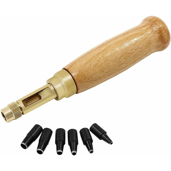 Bilskruvstans i läder, 6 spetsar, storlekar 1,5-4 mm, utbytbar