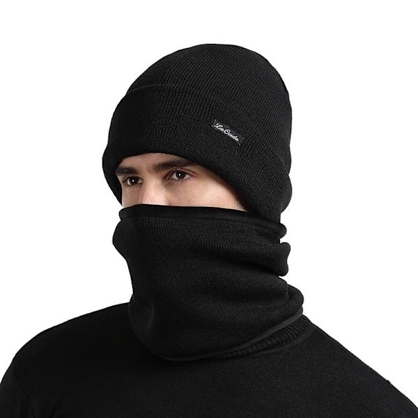 Herr Vinter Mjuk Varm Mössa och Halsduk Lätt Snygg Cuffed B