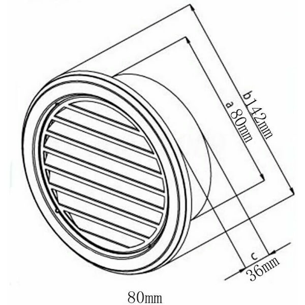 Runde ventilationsåbning i rustfrit stål, ventilationsgitter, rundt udluftningsgitter, 80 mm