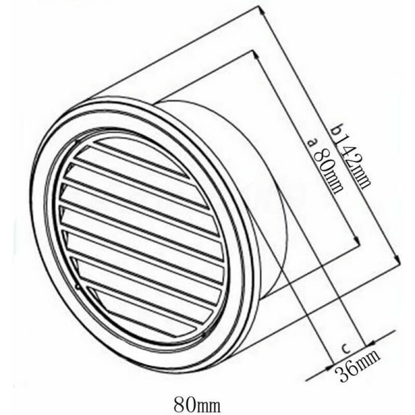 Ruostumattomasta teräksestä valmistettu pyöreä tuuletusaukko, ilmanvaihtosäleikkö pyöreä pakoputken säleikkö, 80 mm