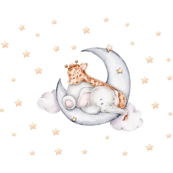 Removable Bear Wall Stickers Kids Wall Stickers Moon Cloud Cute B