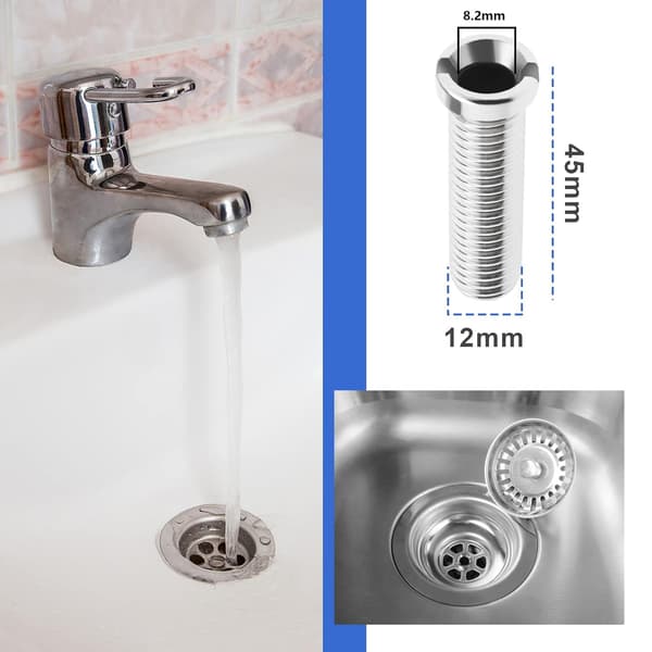 2 stk. Køkkenvask Si Strainer Skrue Affaldssi Strainer Gevindskrueforbindelse M12×45mm Vaskboltskruer til Vask Si Stop