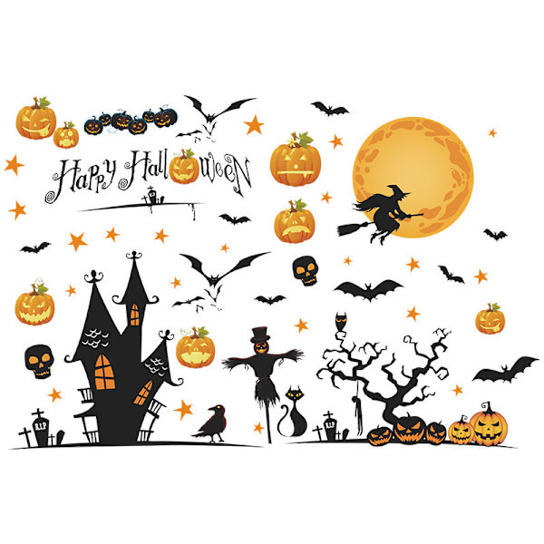3D Halloween vindusklistremer veggklistremer, slott gresskar heks hall