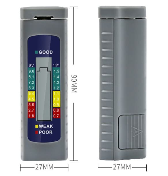 Digital Batteritester, Digital Batteritester med LCD-display, Lille simpel batteritester til 1,5V (AA AAA knap) og 9V batterier
