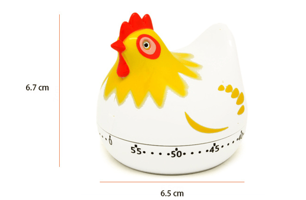 Cartoon Style Hønformet Køkken Timer Hvid, 6.5*6.7cm