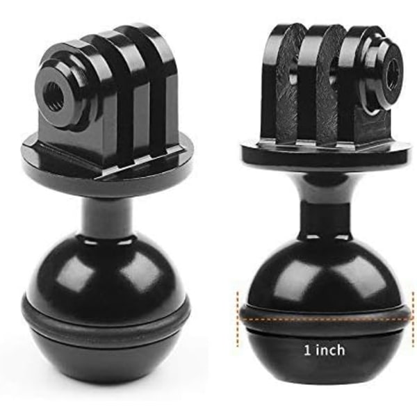 2 st 1'' Diameter Kulled CNC Aluminiumlegering Stativadapter Kompatibel för Gopro13 och Andra Actionkameror