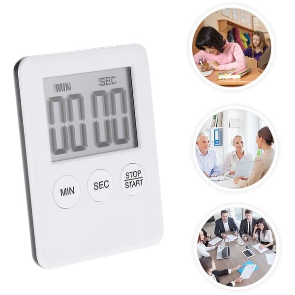Magnetisk LCD digital kjøkkenklokke, hvit