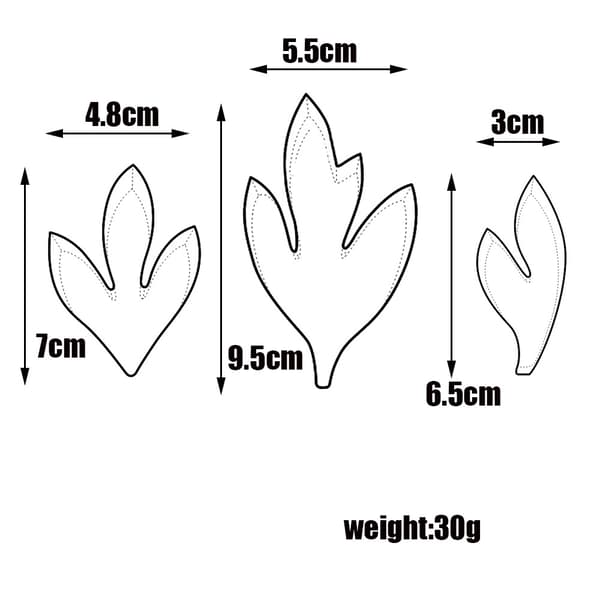 KITCHENWARE Petal & Leaf Rustfritt Stål Cutter Set Gum Paste Blomsterlagingsverktøy for Dekorering av Kaker (Peony Leaf Cutters)