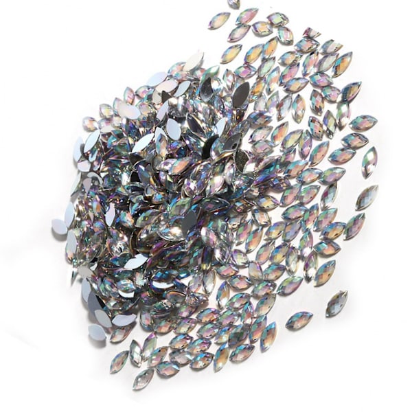 Hesteøyeformede flate akryl-rhinestones for scrapbooking og håndverk i hvitt
