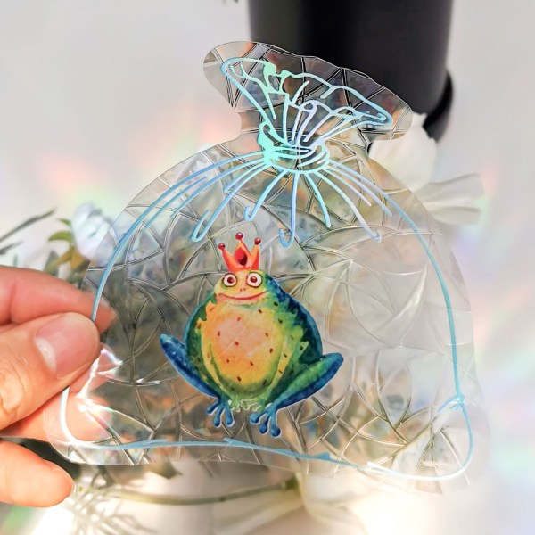 Glamping suncatcher Rainbow Prism laukku lasitarra sammakko stati