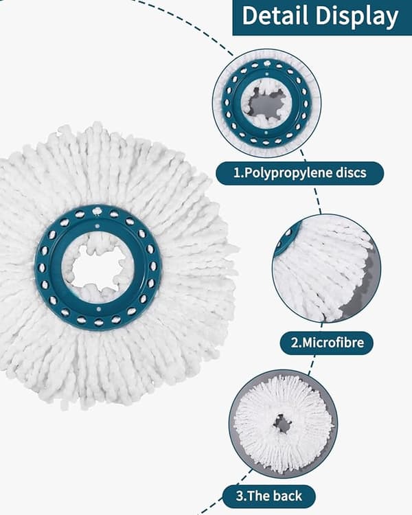 2-pakning med utskiftbare hoder til Clean Twist Disc Mop, mikrofibermopp som er kompatibel