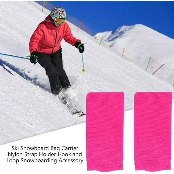 Ski Snowboard Bærepose Nylonrem Holder Krog og Loop Snowboard Tilbehør Ski Rem (Roserød)
