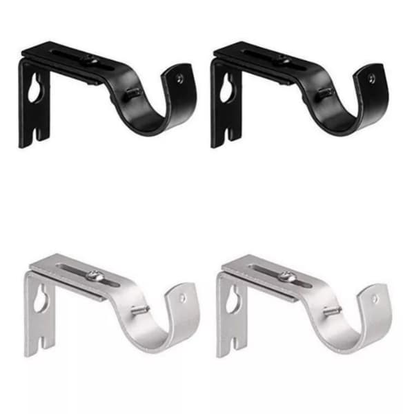 Justerbar gardinstångsfäste för tunga gardiner, 1 tum, svart och silver (4-pack)