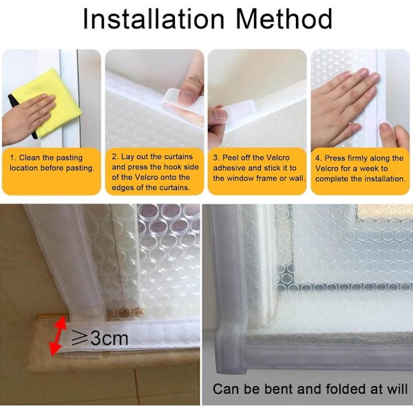 Vinterfönsterisoleringssats, Isolerande Fönsterfilm, Isolerande Gardiner, Plastfönsteröverdrag, Kallsäkerhet, Värmeisolering, Bredd x Höjd (100x1