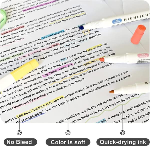 8 farver highlightere, pastel highlighter penne assorterede farver, D