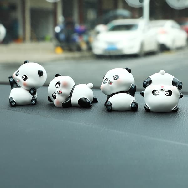 4 søde mini panda-formede figurer legesæt bred anvendelighed