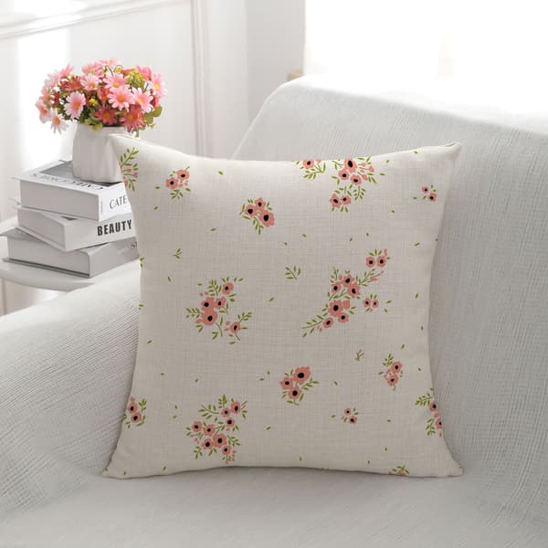 Set med 9 soffkuddfodral med små blommönster 45x45cm l