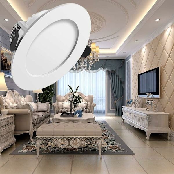 6 stk 5W integrerte LED-spotlights, kald hvit 6000K