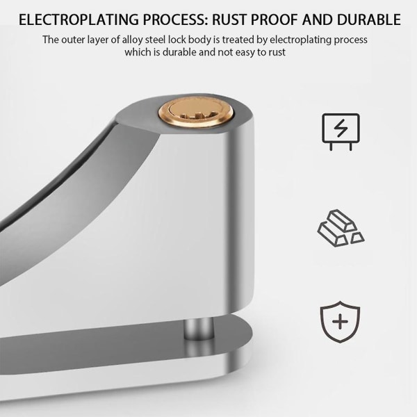 Anti-tyveri sykkelskive bremselåser Enkle og raske låser Brukes til de fleste garasjer