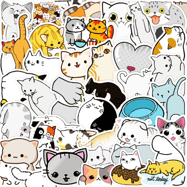Stickers Cats 50 Stickers Kids Stickers-Vinyl Waterproof Animals