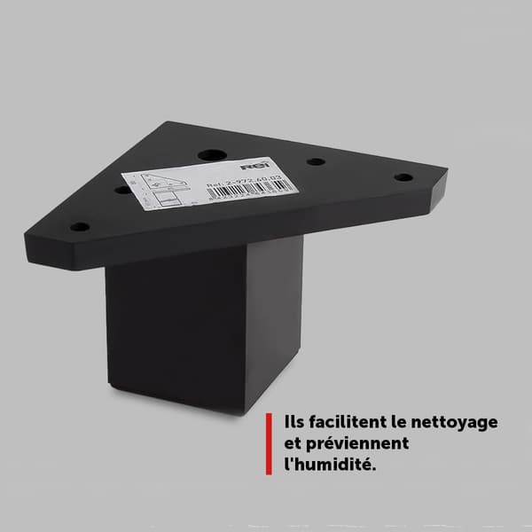 4 stk. møbelben med monteringsplade - til bord, seng, stole - aluminium