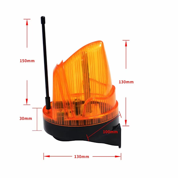 220V Universell Automatisk Grindblinkare med 433.92Mhz Antenn LED Blinkande Ljus AC/DC 12V - 265V Bred Spänning, Vattentät med Installationsfäste