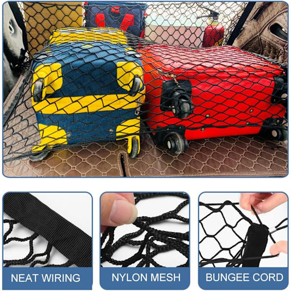 Auton tavaratilan säilytysverkko 90x40cm Sopii useimpiin auton tavaratiloihin Superelastiset kiinteät matkatavaroiden säilytysverkot