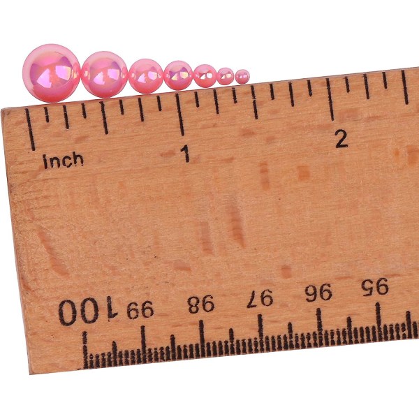 2800 stk 1 boks 7 størrelser Rund Flatback Half Pearls Bead Gem rosa