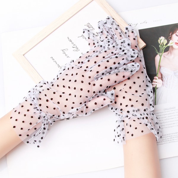 3 Paria Pitsikäsineet Polka Dot Mesh Gloves Tyylikäs Tea Party pitsi