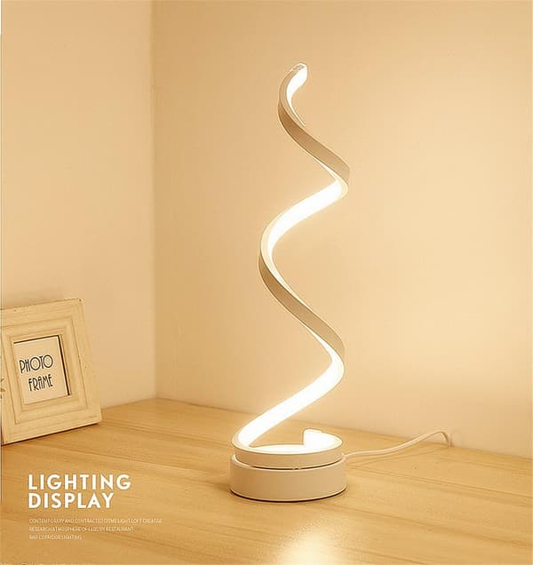 Spiral LED-sänglampa, bords-/dekorationsbelysning för sovrum vardagsrum (vit)