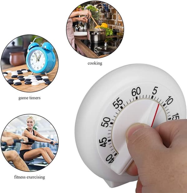 Køkken Timer, 60 Minutters Rund Form Timer Ring Mekanisk Tæller