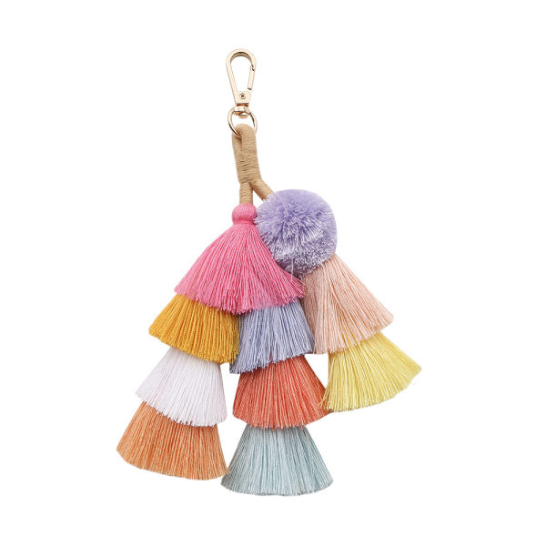 Colorful Tassel Bag Charm Key Chain