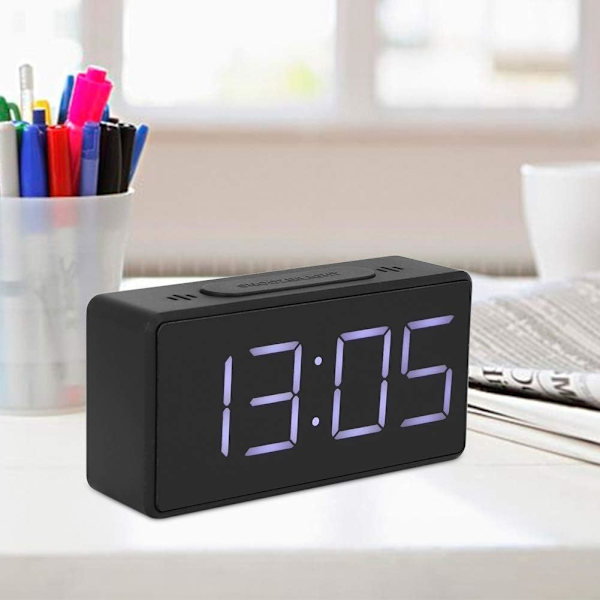 Enkel elektronisk klocka LED digital sängklocka med snooze