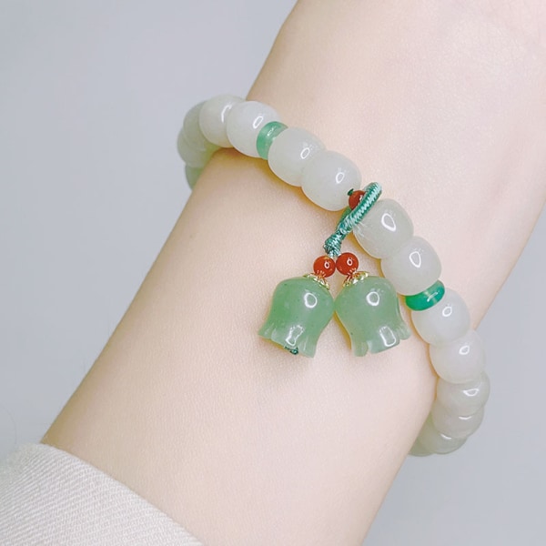 Bell Orchid Flower and Jade Hand Ornament Birthday Gift