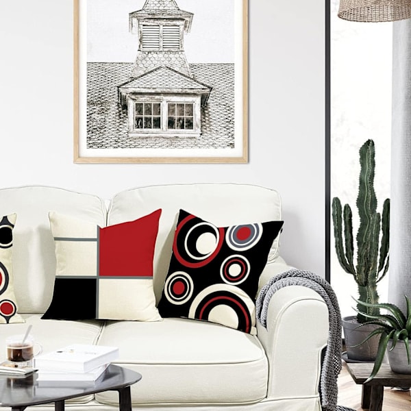 Set med 4 kuddfodral 45 x 45 Geometriskt mönster Soffa Fiske Plysch